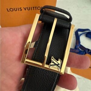 Louis Vuitton Black Belt with Gold Accent
